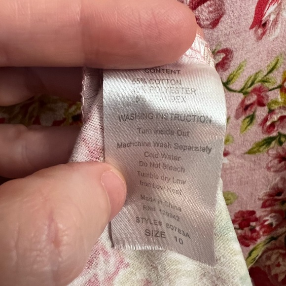 Btween Floral Cold Shoulder Top with lace-up short sleeves, Girls size 10 - Picture 5 of 5